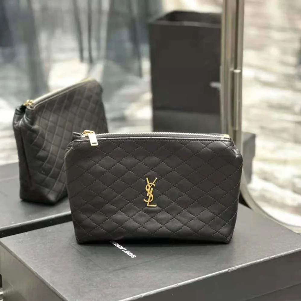 Saint Laurent YSL Gaby Cosmetic Pouch in Quilted Leather for Women Saint Laurent YSL Gaby Cosmetic Pouch in Quilted Leather for Women