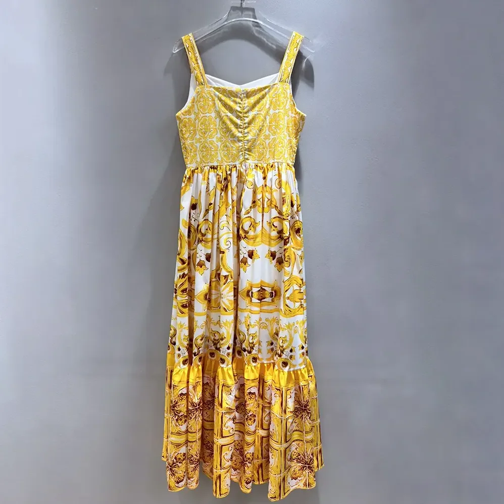 Dolce Gabbana D&G Calf-length Corset Dress in Majolica for Women in print Cotton Poplin Dolce Gabbana D&G Calf-length Corset Dress in Majolica for Women in print Cotton Poplin