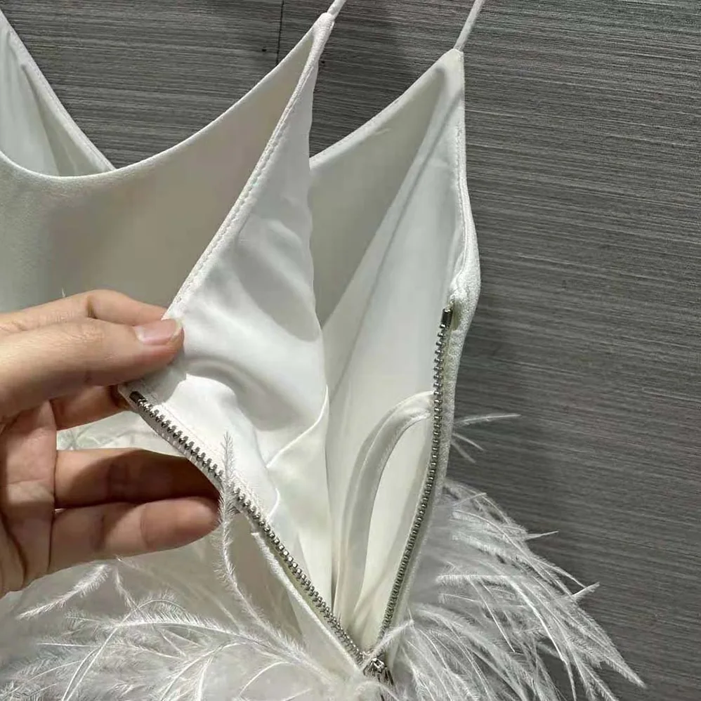 Miu Miu Stretch Cady Top with Feathers for Women in White