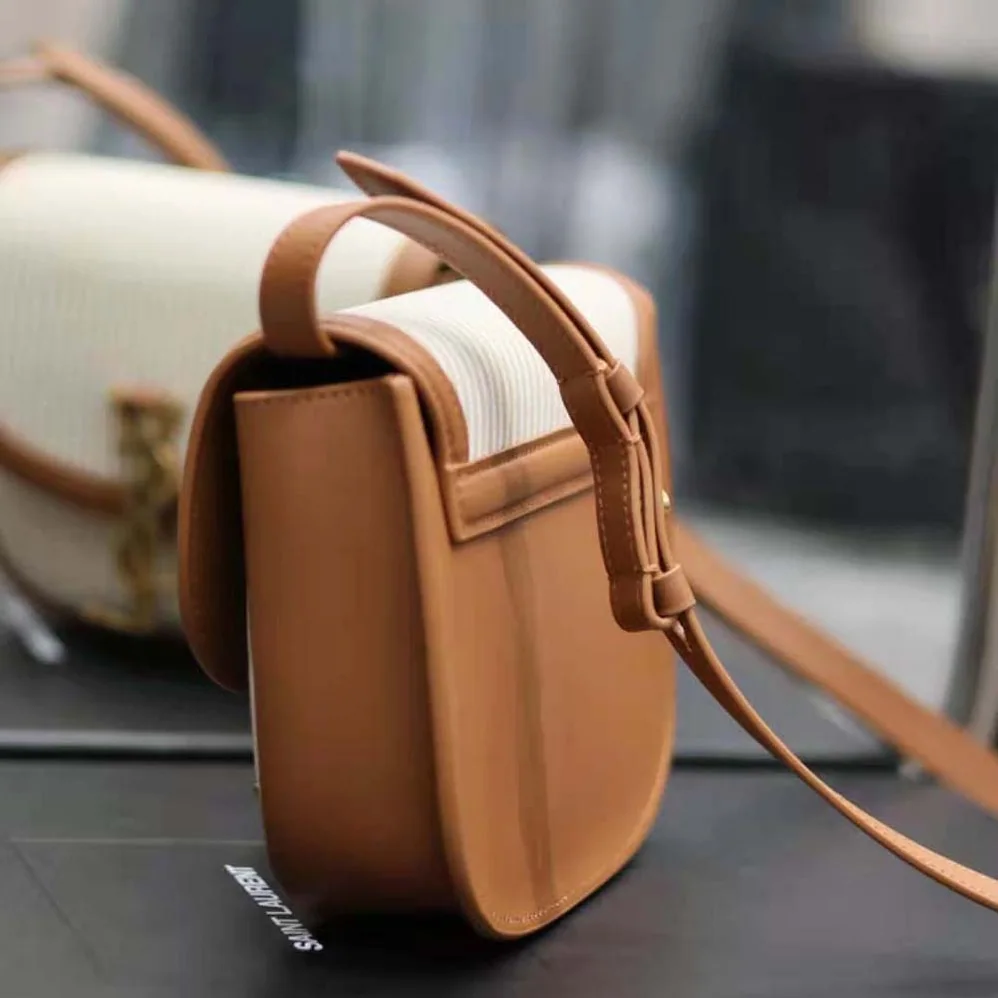 Saint Laurent YSL Kaia Small in Canvas and Vegetable for Women in tanned Leather Saint Laurent YSL Kaia Small in Canvas and Vegetable for Women in tanned Leather