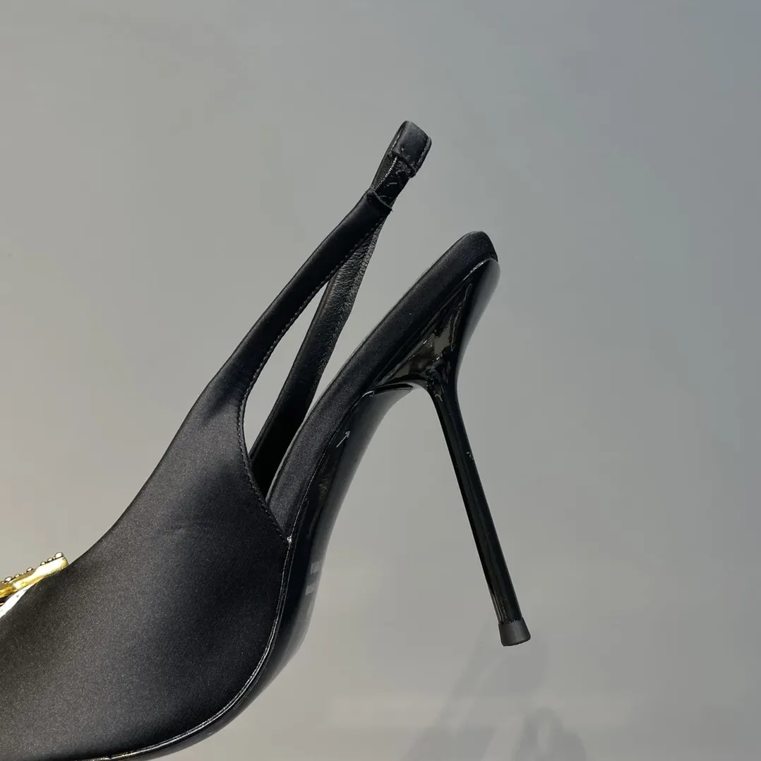 Saint Laurent Silk Slingback Pumps Black YSL Saint Laurent Silk Slingback Pumps Black YSL