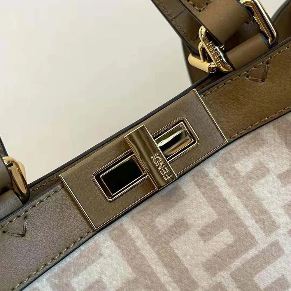 Fendi Medium Peekaboo X-Tote Beige FF Wool Bag for Women Fendi Medium Peekaboo X-Tote Beige FF Wool Bag for Women