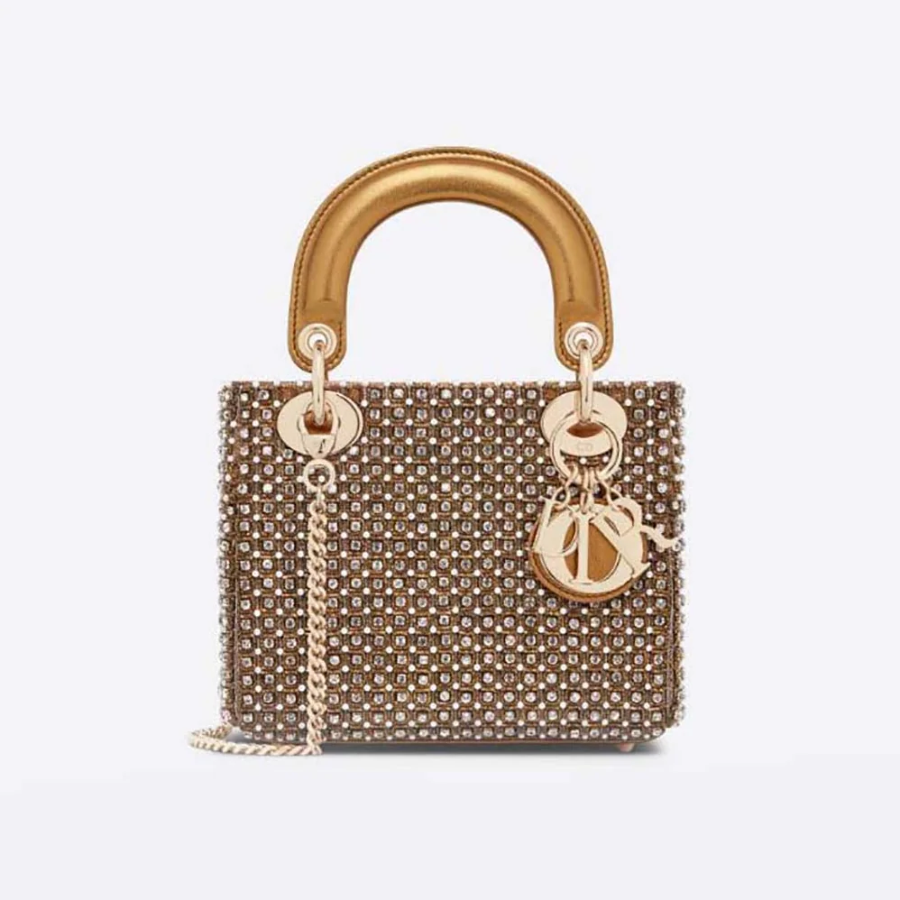Dior Mini Lady Dior Bag Square-Pattern Embroidery Set with Strass and White Round Beads for Women Dior Mini Lady Dior Bag Square-Pattern Embroidery Set with Strass and White Round Beads for Women