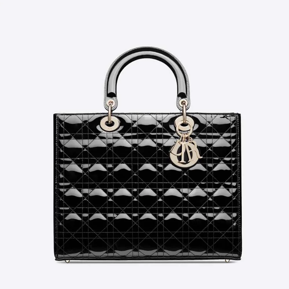 Dior Large Lady Dior Bag Black Patent Cannage Calfskin for Women Dior Large Lady Dior Bag Black Patent Cannage Calfskin for Women