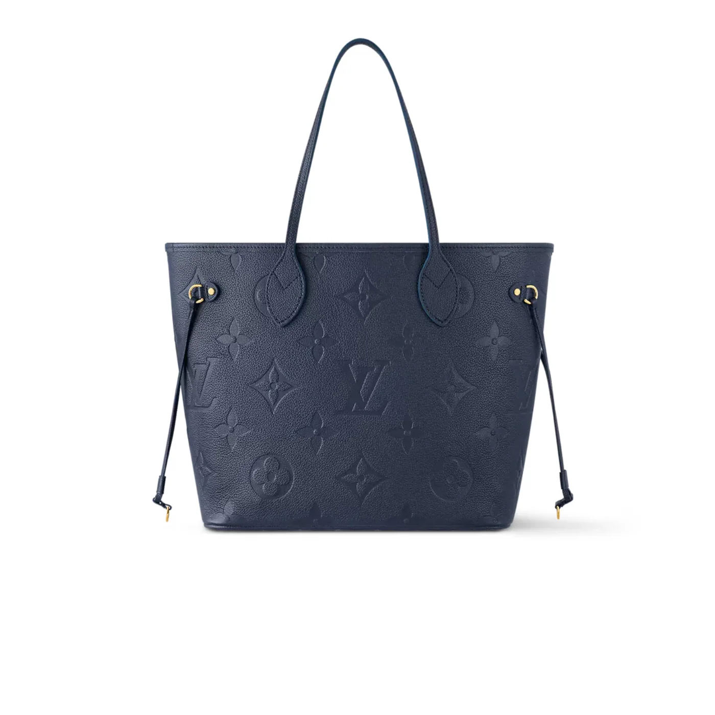 Louis Vuitton Neverfull MM Tote Bag / Navy Blue Monogram Empreinte Gold Hardware