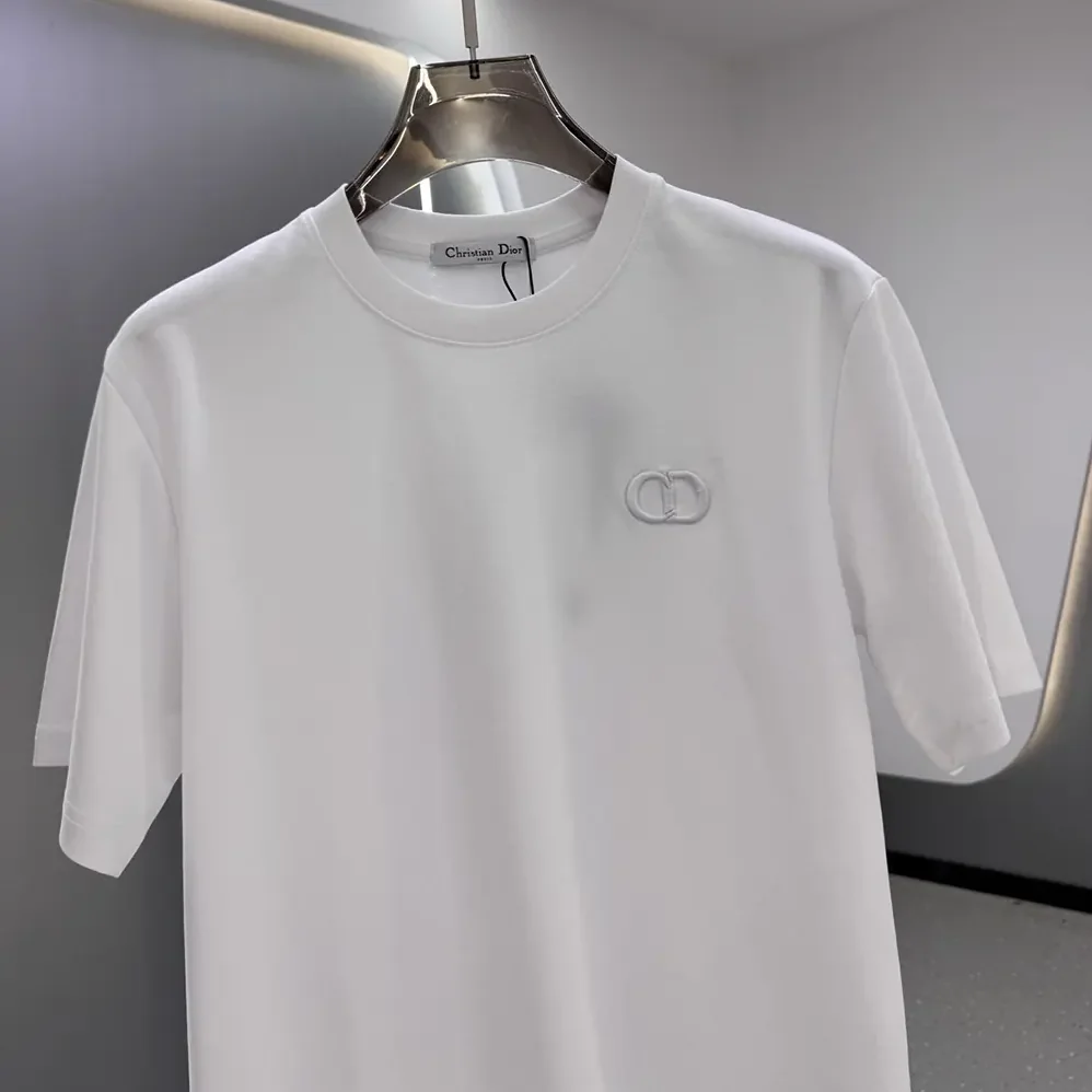 Dior CD Icon T-Shirt Regular Fit White Cotton Jersey for Men