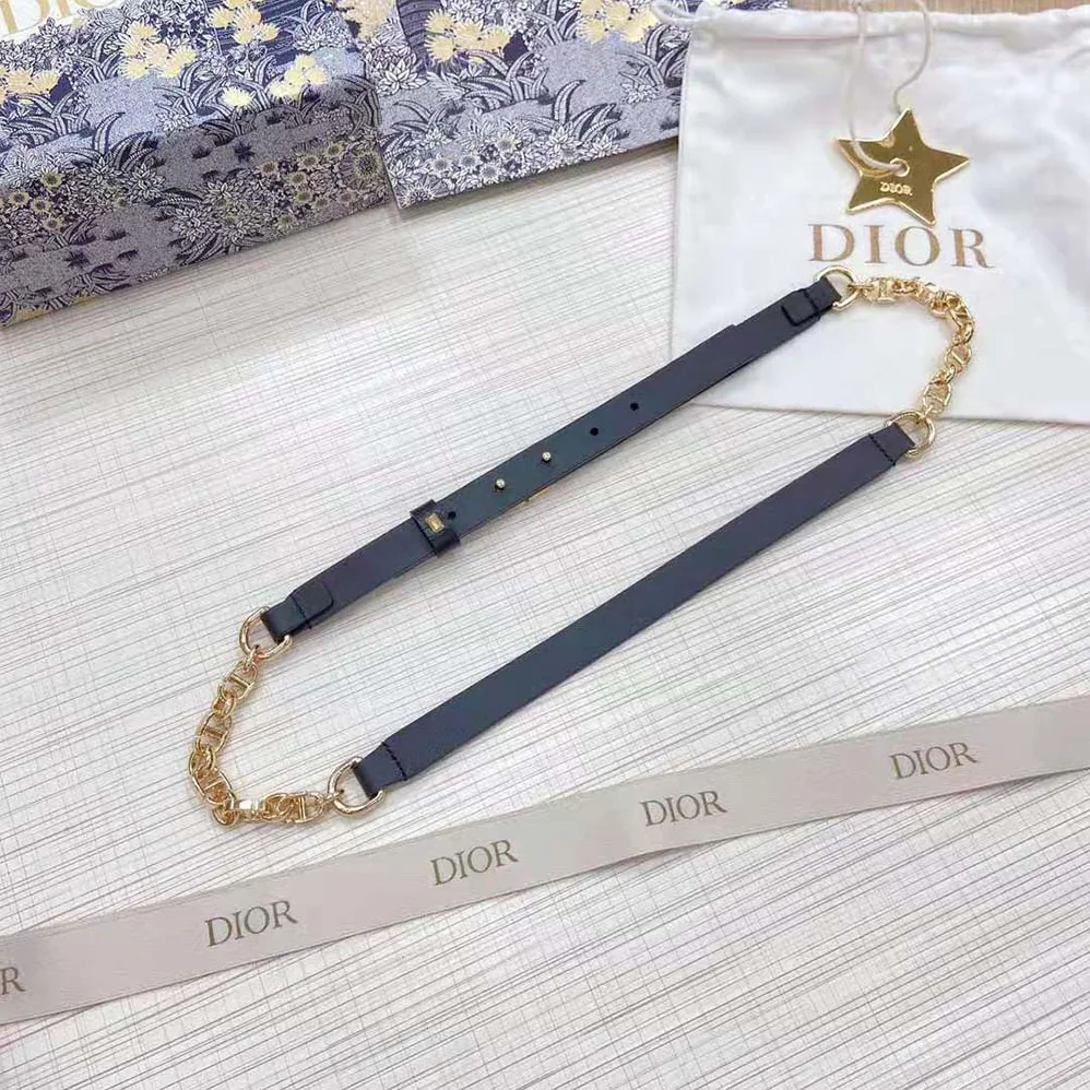 Dior Caro Belt Black Smooth Calfskin with Shiny Gold-Finish Metal 15 MM for Women Dior Caro Belt Black Smooth Calfskin with Shiny Gold-Finish Metal 15 MM for Women