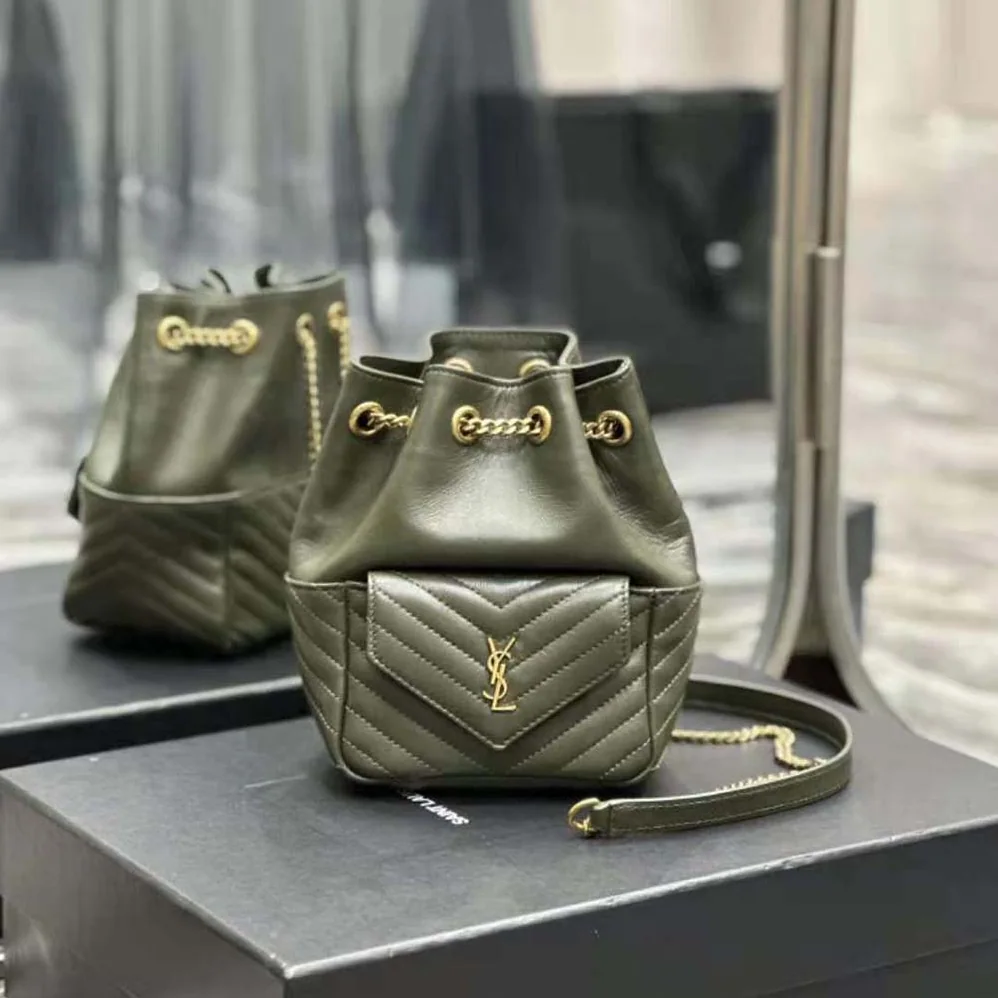 Saint Laurent YSL Joe Backpack in Lambskin for Women in Green Saint Laurent YSL Joe Backpack in Lambskin for Women in Green
