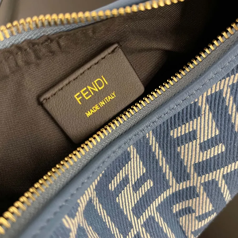 Fendi Fendigraphy Mini Blue Denim-effect FF Jacquard Mini for Women in bag Fendi Fendigraphy Mini Blue Denim-effect FF Jacquard Mini for Women in bag