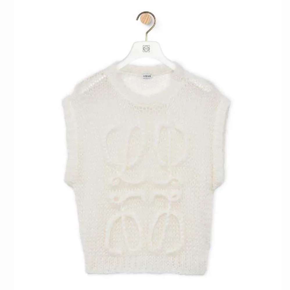 Loewe Anagram Vest in Mohair for Women in White Loewe Anagram Vest in Mohair for Women in White