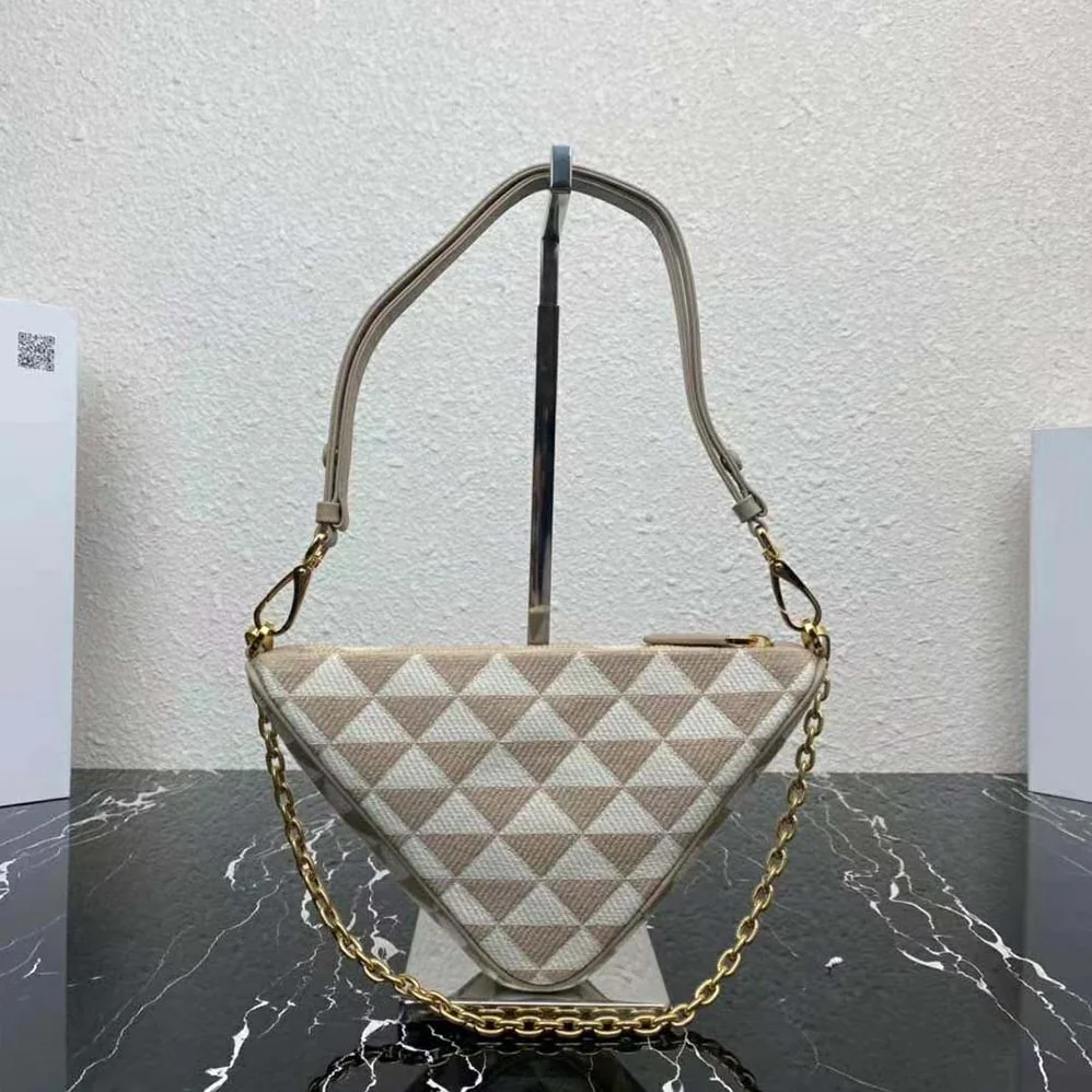 Prada Embroidered Fabric Mini-Bag for Women in Beige Prada Embroidered Fabric Mini-Bag for Women in Beige