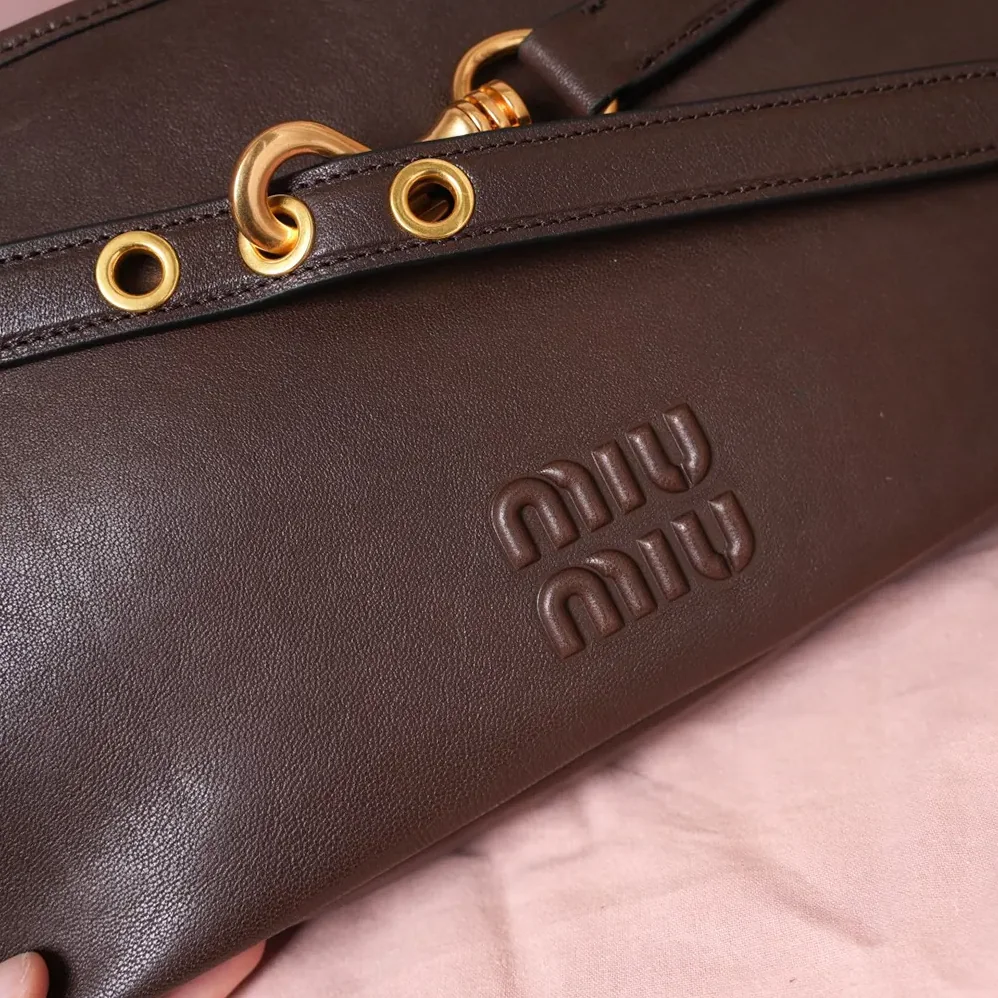 Miu Miu Aventure Nappa Leather Bag for Women in Briarwood Miu Miu Aventure Nappa Leather Bag for Women in Briarwood