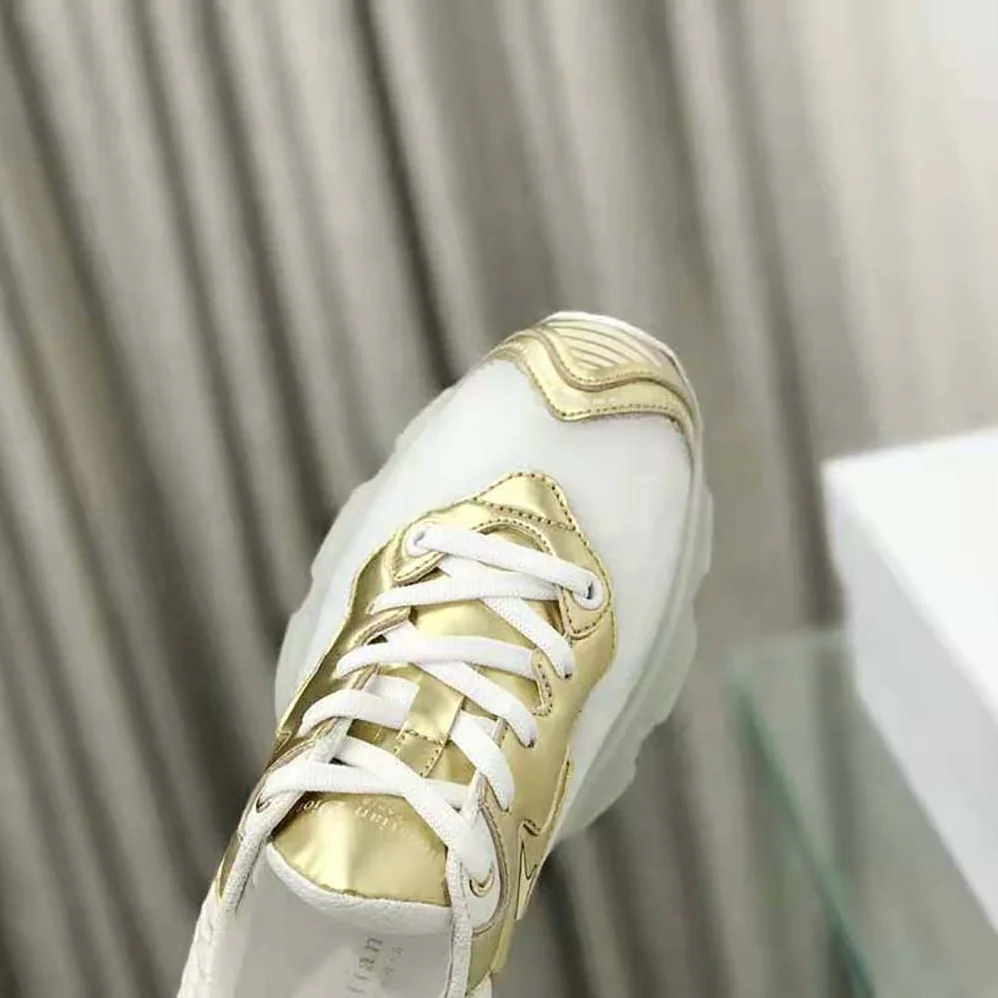 Dior Vibe Sneaker White Mesh and Gold for Women in Tone Leather Dior Vibe Sneaker White Mesh and Gold for Women in Tone Leather