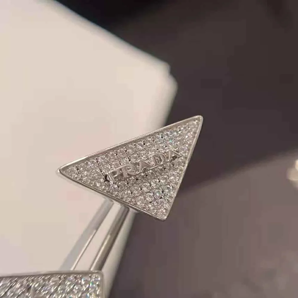 Prada Crystal Logo Jewels Zirconia Earrings for Women in Silver