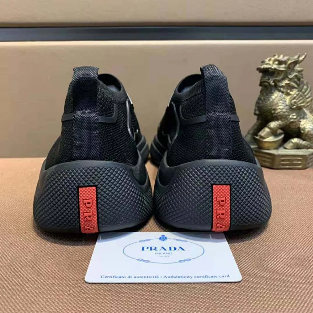 Prada Bike Knit Sneakers for Men in Black
