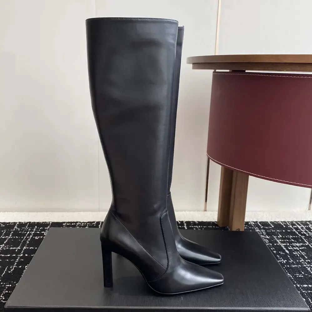 Saint Laurent YSL Francoise Boots In Smooth Leather for Women in Black