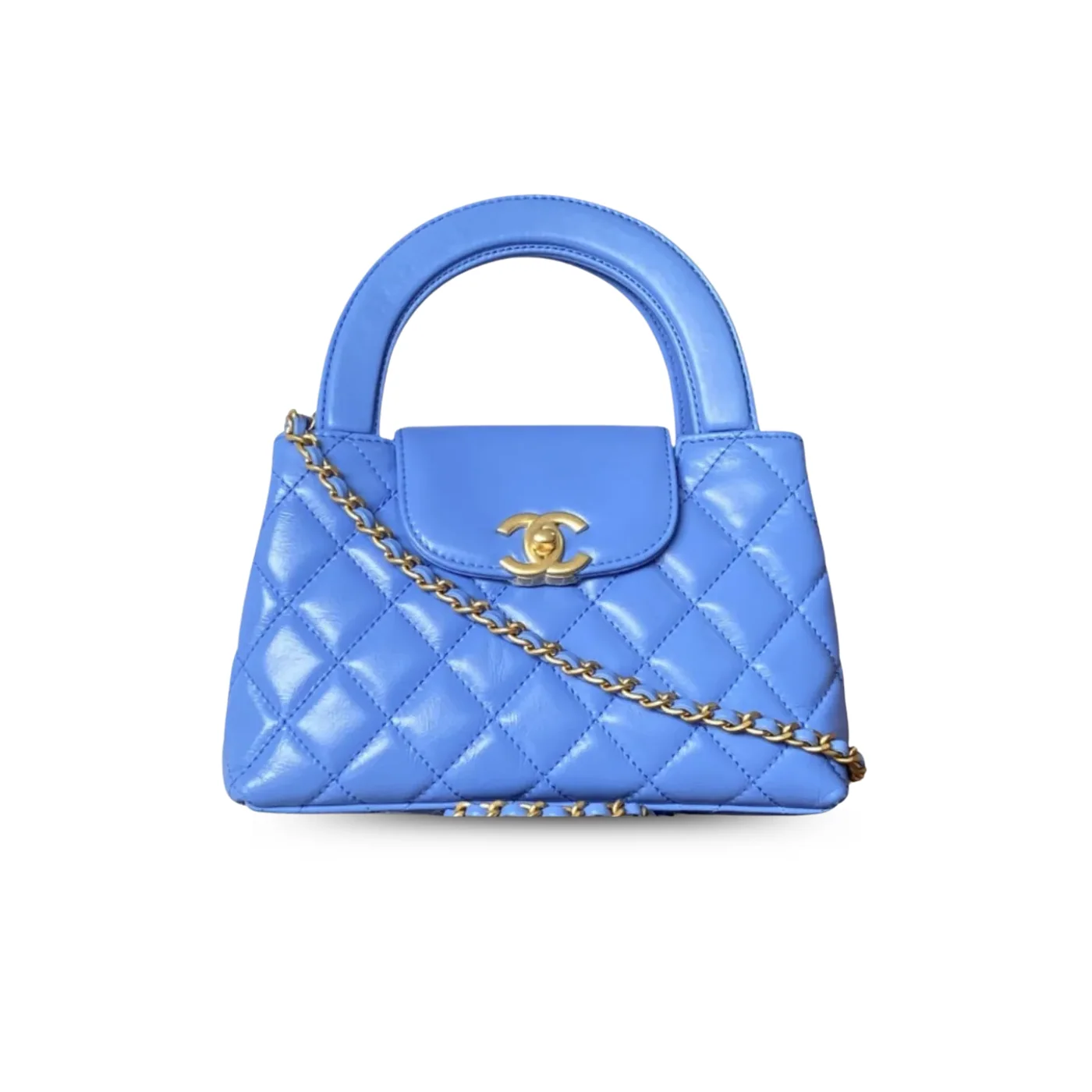 Chanel Kelly Mini Top Handle Bag in Blue Gold Hardware