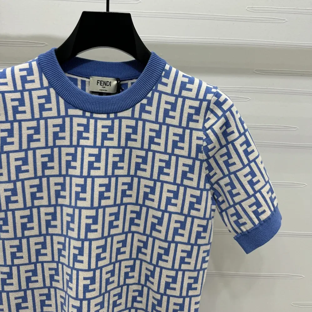 Fendi Sweater Blue FF Cotton Jumper for Women