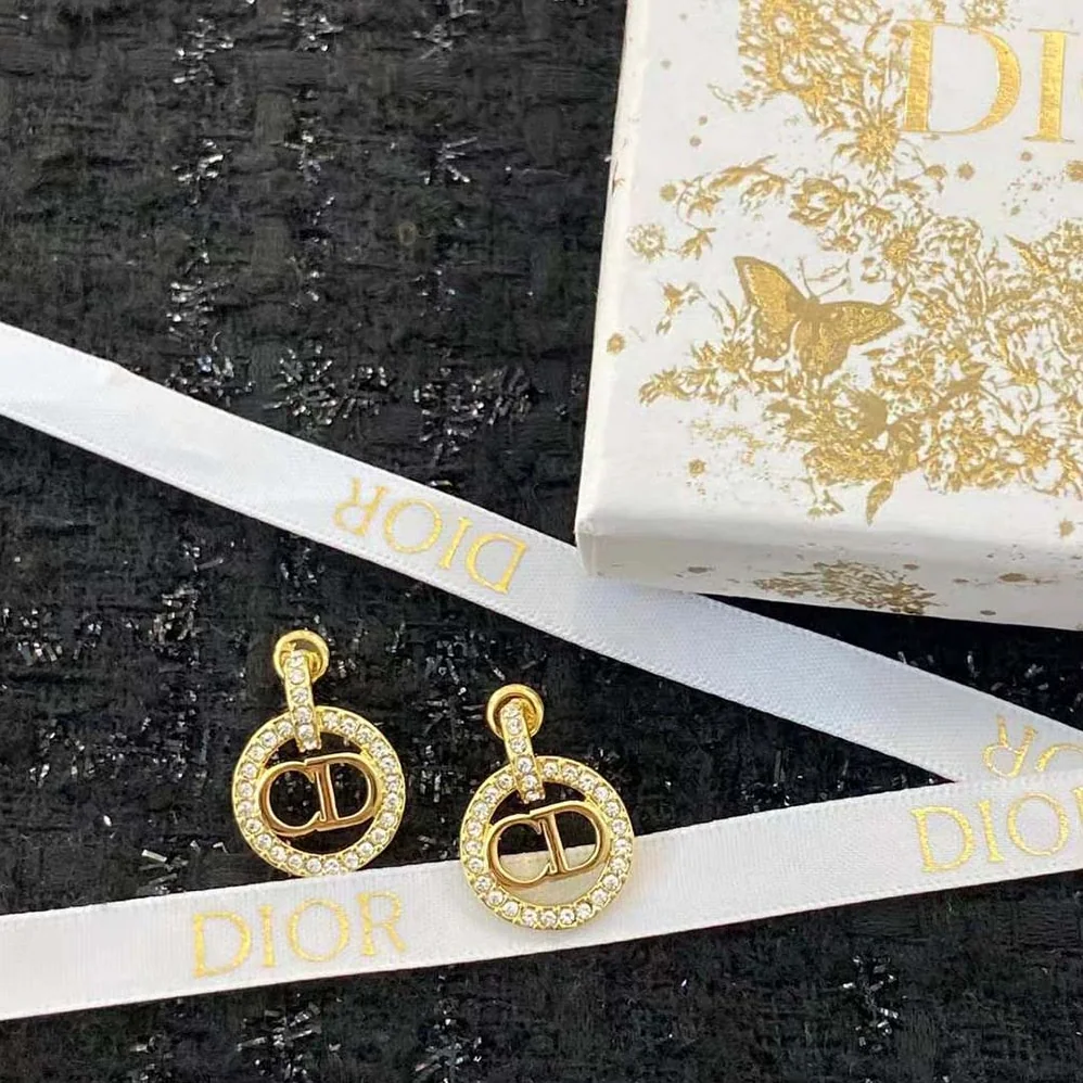 Dior Clair D Lune Earrings Gold-Finish Metal and Silver for Women in Tone Crystals Dior Clair D Lune Earrings Gold-Finish Metal and Silver for Women in Tone Crystals