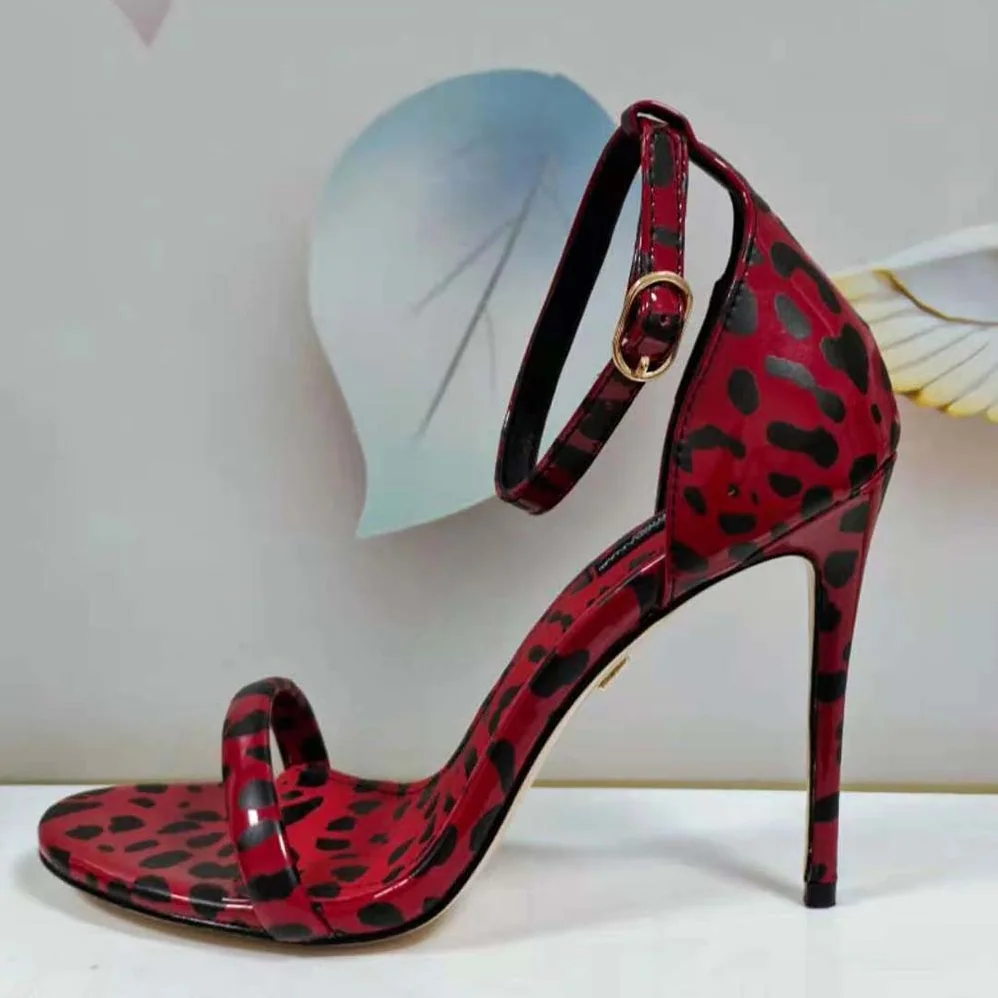 Dolce Gabbana D&G Sandals in Red Leopard for Women in Print Patent Leather