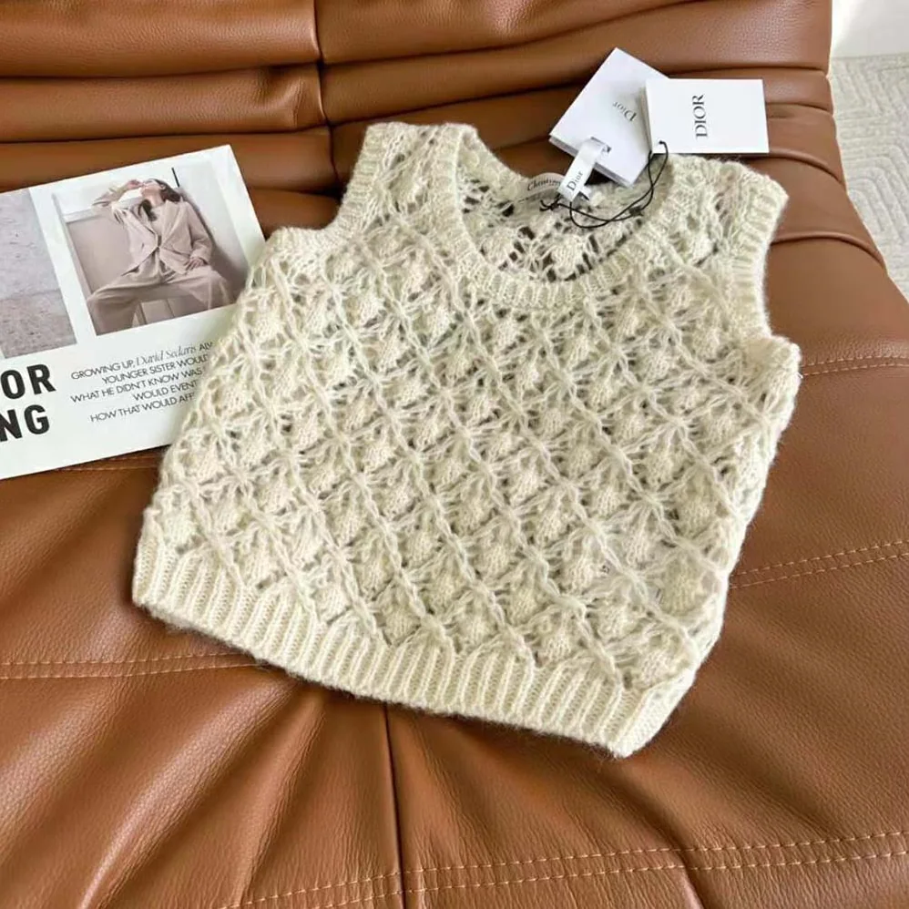 Dior Twin-Set Ecru Cashmere Silk and Mohair Knit for Women