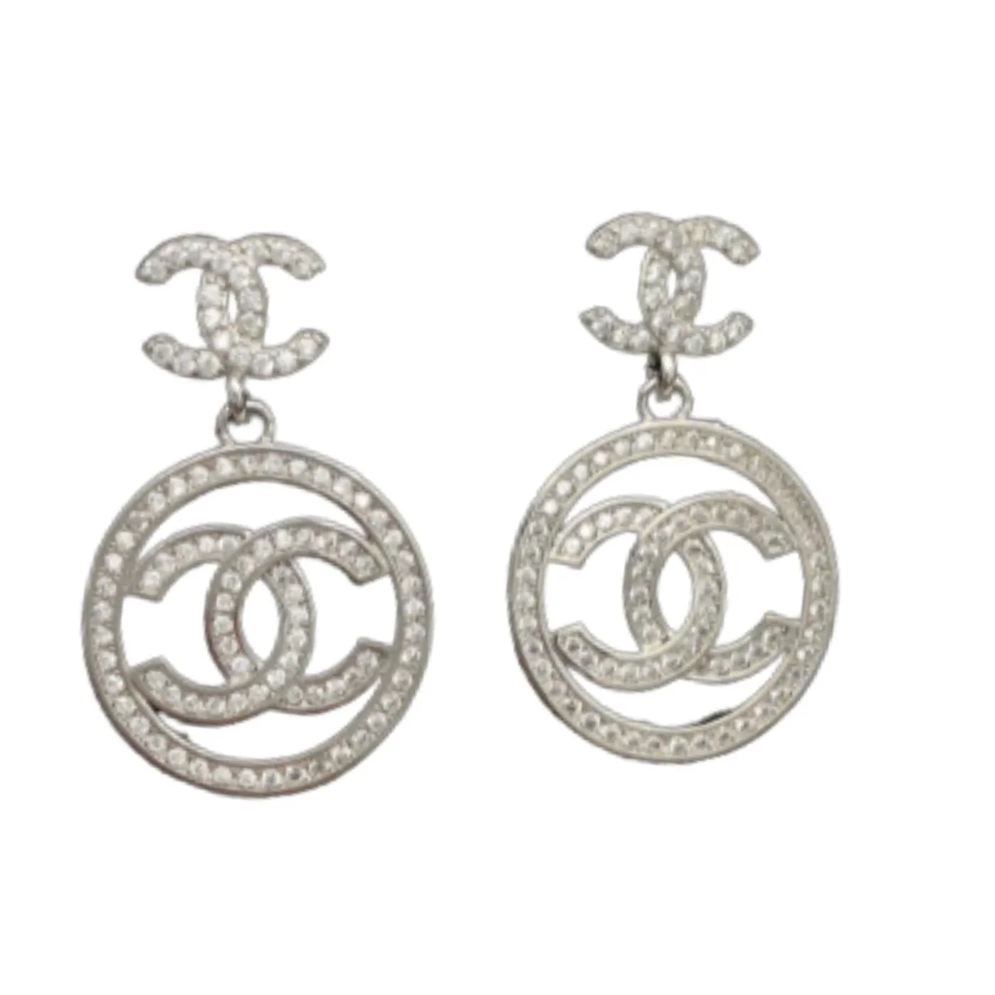 Chanel Round Double C Earrings Silver Chanel Round Double C Earrings Silver