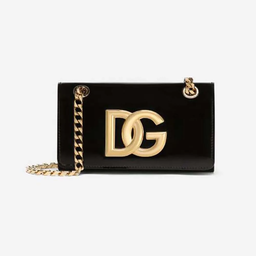 Dolce Gabbana D&G Polished Calfskin 3.5 Phone Bag for Women in Black
