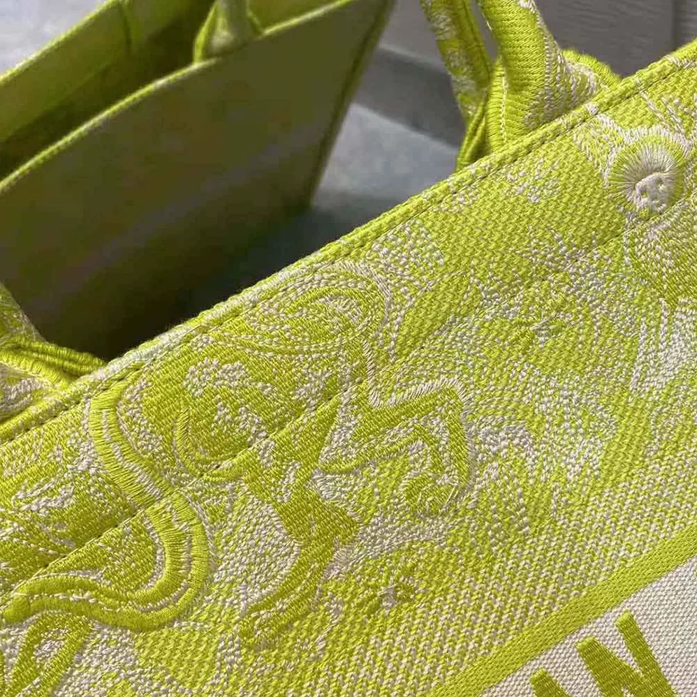 Dior Small Dior Book Tote Lime Toile de Jouy Reverse Embroidery for Women Dior Small Dior Book Tote Lime Toile de Jouy Reverse Embroidery for Women