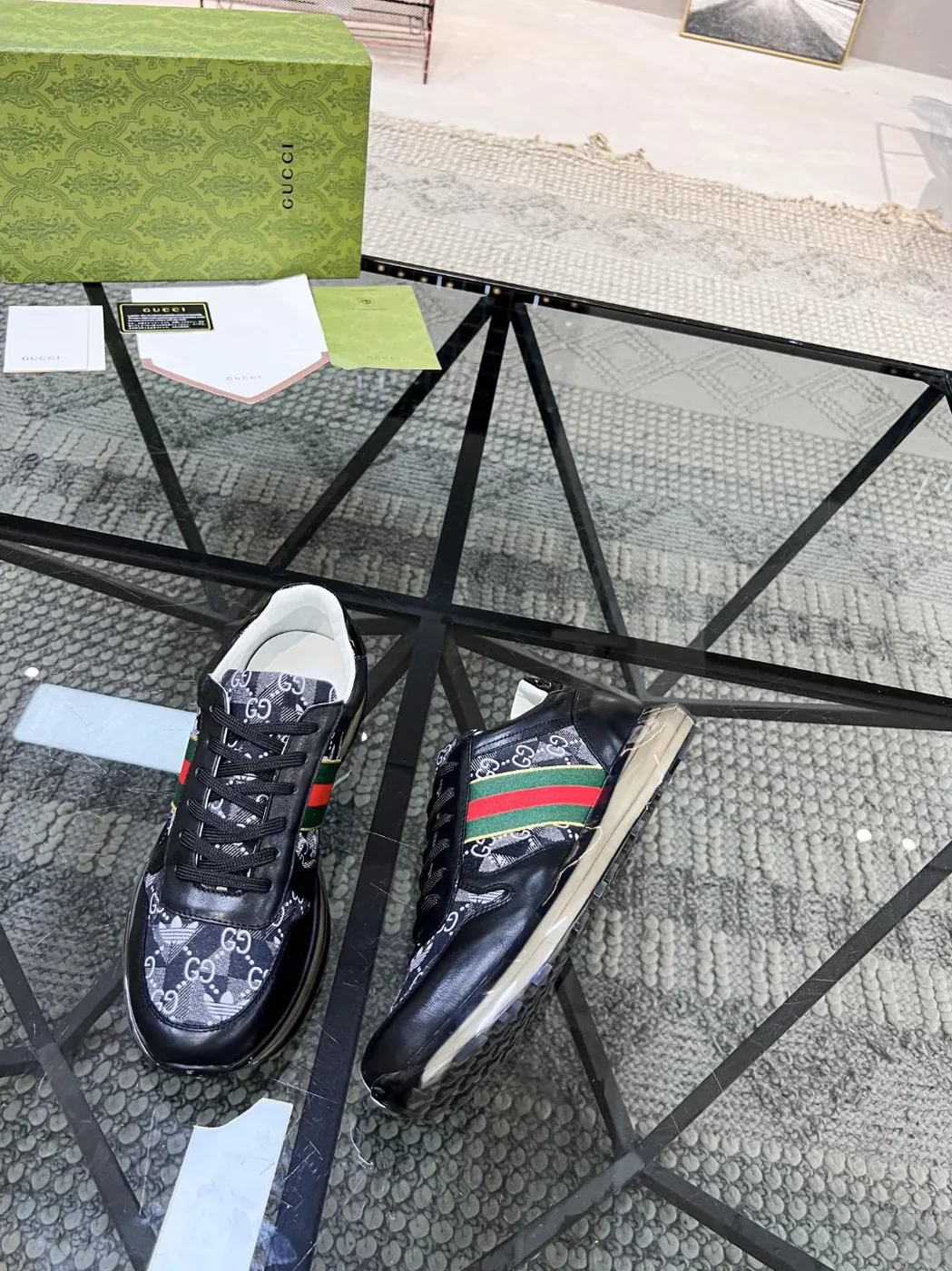 Gucci x Adidas GG Sneakers With Web Black for Men Gucci x Adidas GG Sneakers With Web Black for Men