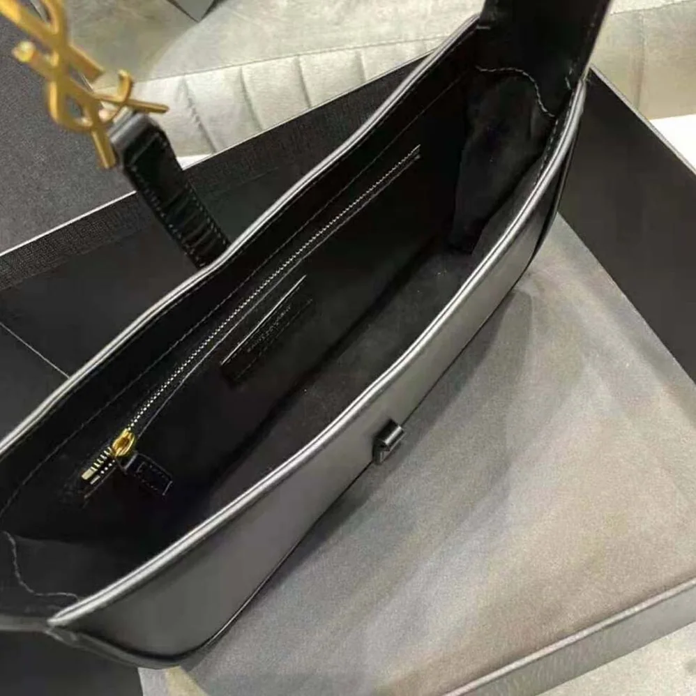 Saint Laurent YSL LE 5 A 7 Hobo Bag in Smooth Leather for Women in Black Saint Laurent YSL LE 5 A 7 Hobo Bag in Smooth Leather for Women in Black