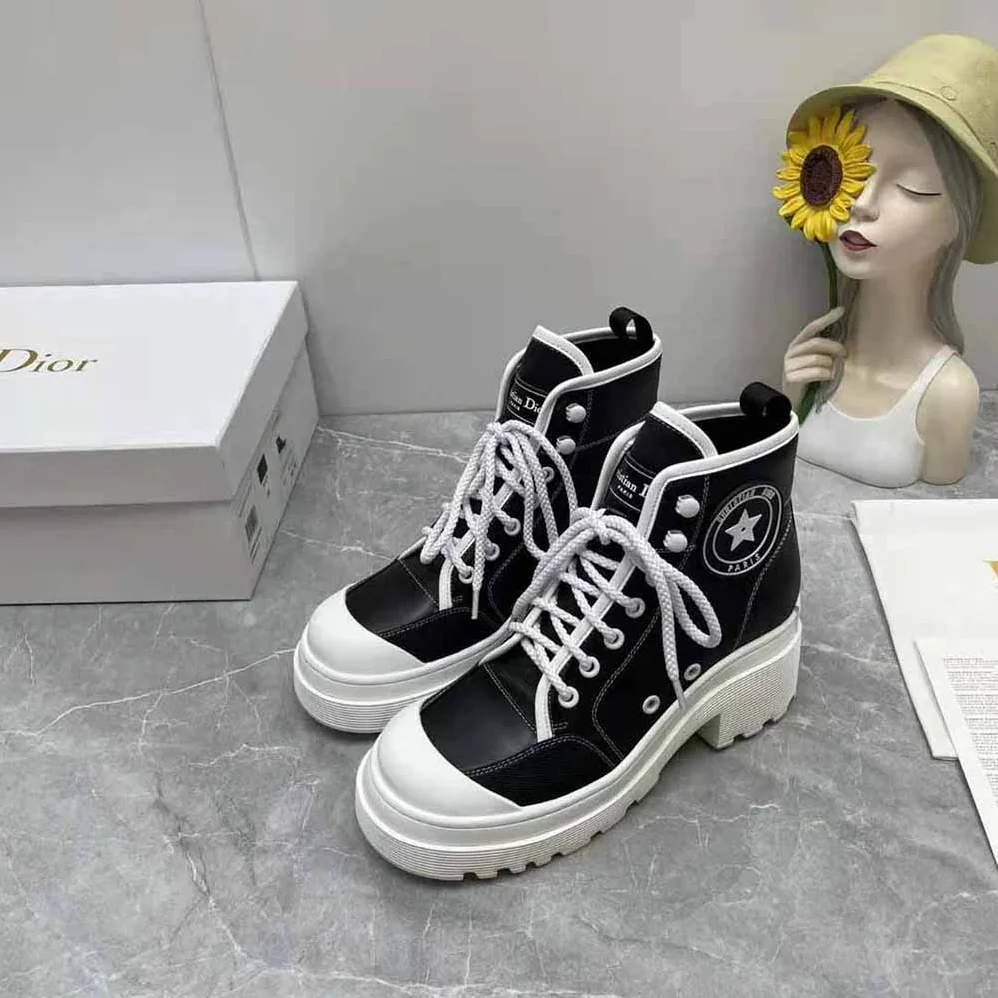 Dior D-Rise Ankle Boot Black Technical Fabric and Calfskin for Women Dior D-Rise Ankle Boot Black Technical Fabric and Calfskin for Women