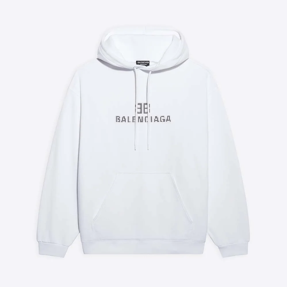 Balenciaga BB Pixel Medium Fit Hoodie in White for Men