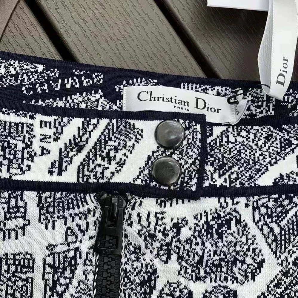 Dior Miniskirt White and Black Technical Mesh with Plan de Paris Motif for Women