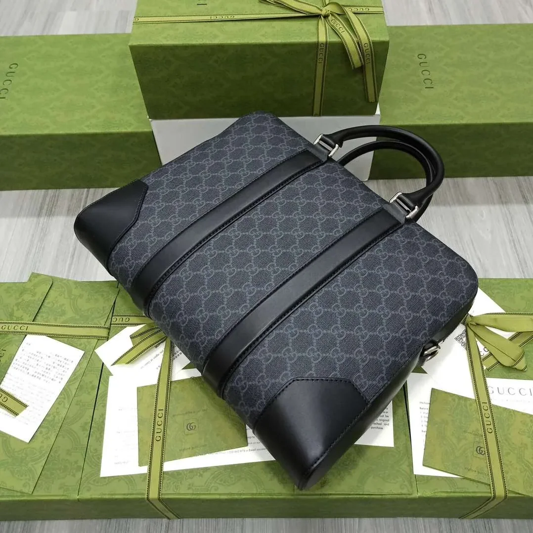 Gucci Black Briefcase GG Grey /