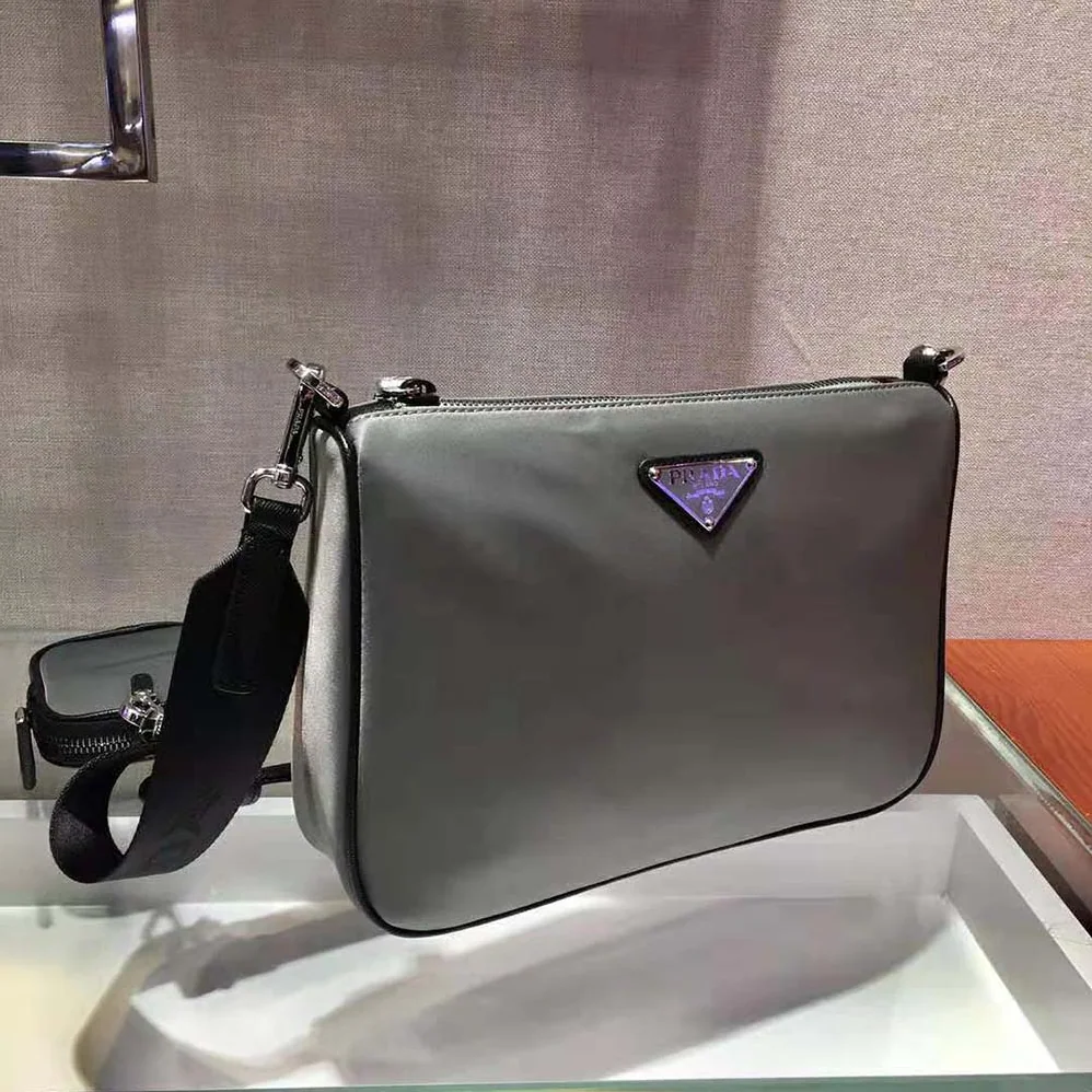 Prada Nylon and Saffiano Leather Bag with Strap for Men in Silver