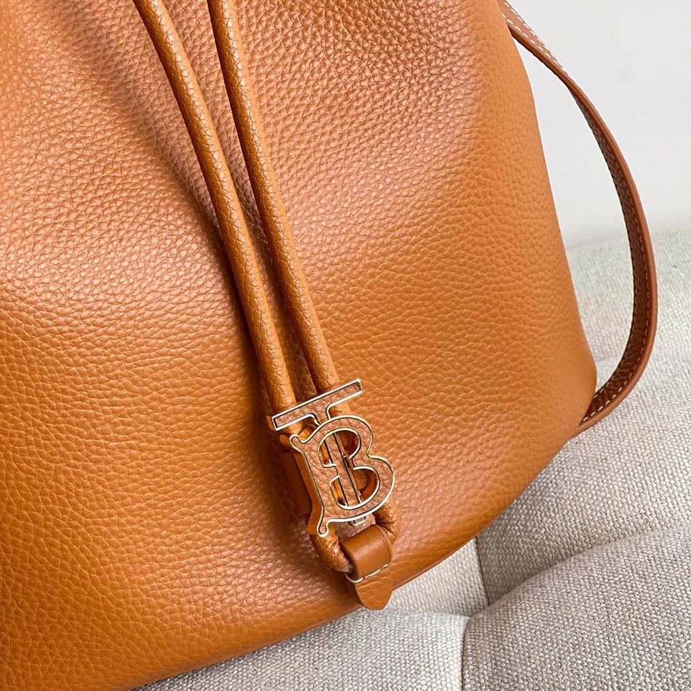 Burberry Grainy Leather Small TB Bucket Bag for Women in Brown Burberry Grainy Leather Small TB Bucket Bag for Women in Brown