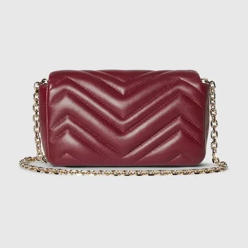 Gucci Marmont Mini Shoulder Bag / Rosso Ancora Red Gold Hardware