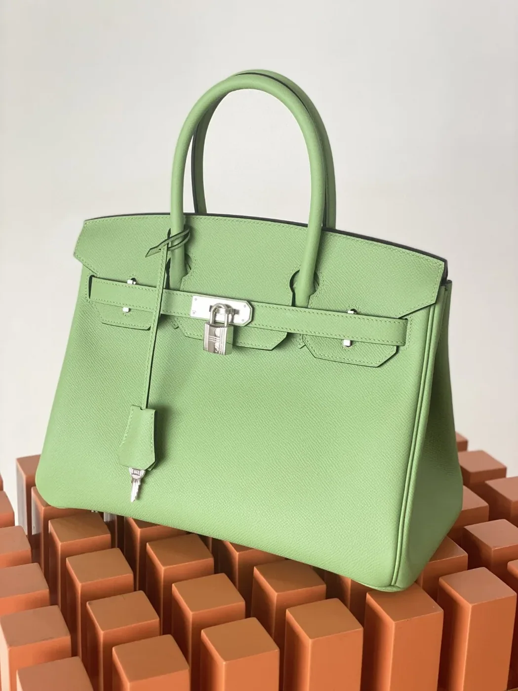 Hermes Birkin Nata Swift Green Silver Toned Hardware / Hermes Birkin Nata Swift Green Silver Toned Hardware /
