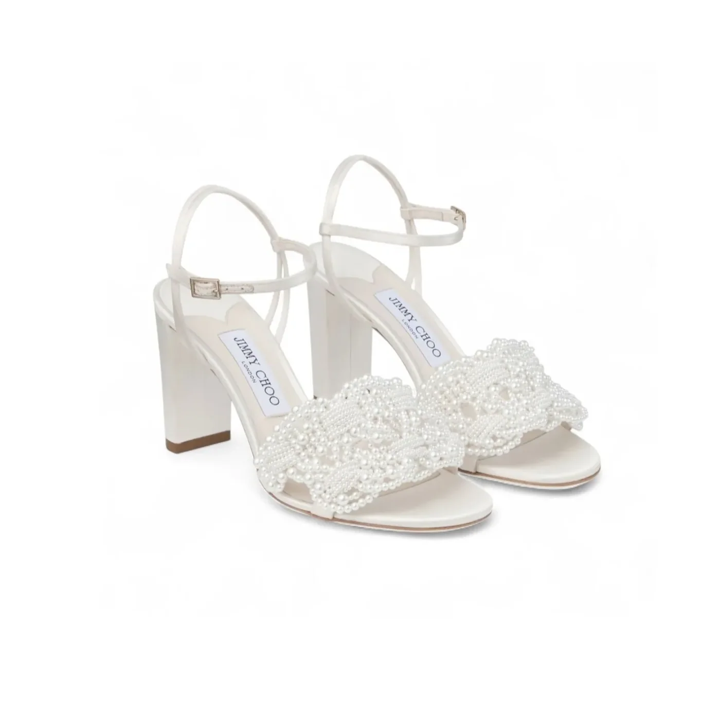 Jimmy Choo Cary 85 Block Heel Sandal Ivory/White CARY85OBD Jimmy Choo Cary 85 Block Heel Sandal Ivory/White CARY85OBD