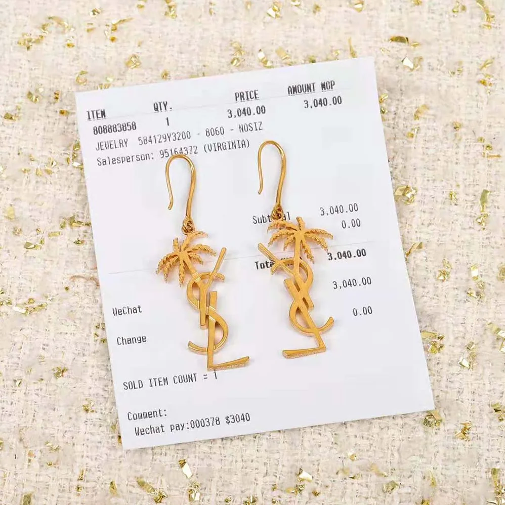 Saint Laurent YSL Monogram Palm Earrings in Metal for Women