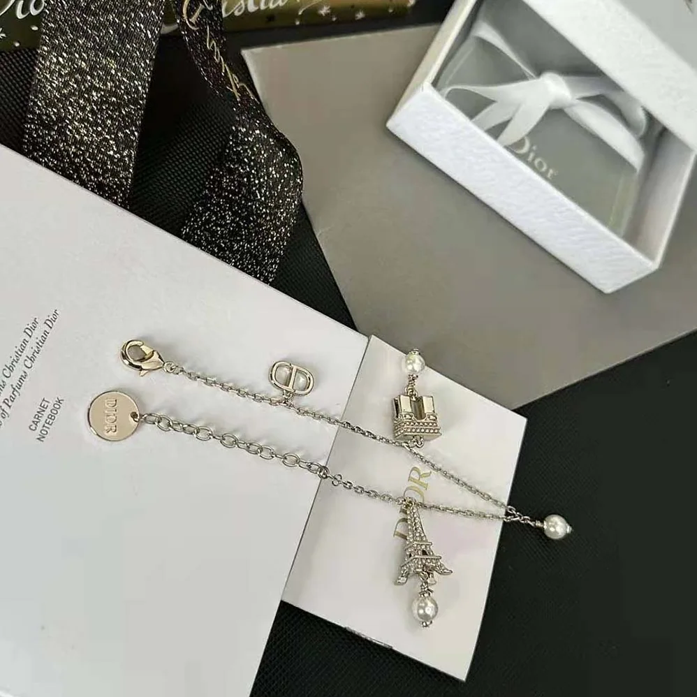 Dior Plan De Paris Bracelet Gold-Finish Metal and White Resin Pearls for Women