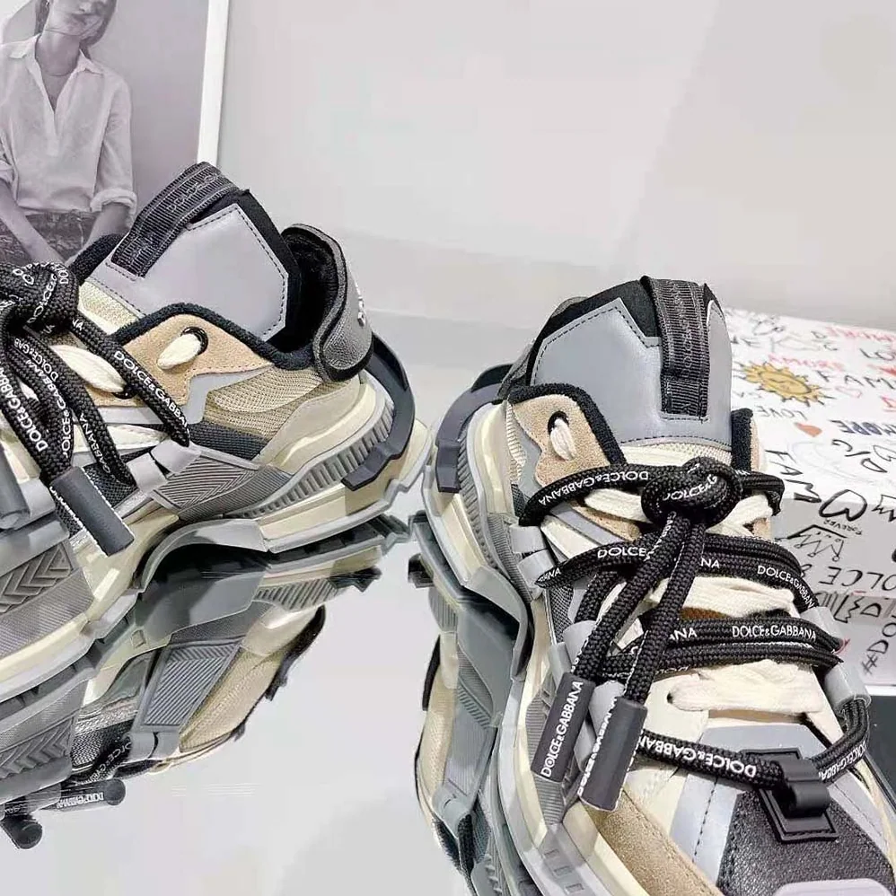 Dolce Gabbana D&G Mixed-Material Space Sneakers for Men in Brown Dolce Gabbana D&G Mixed-Material Space Sneakers for Men in Brown