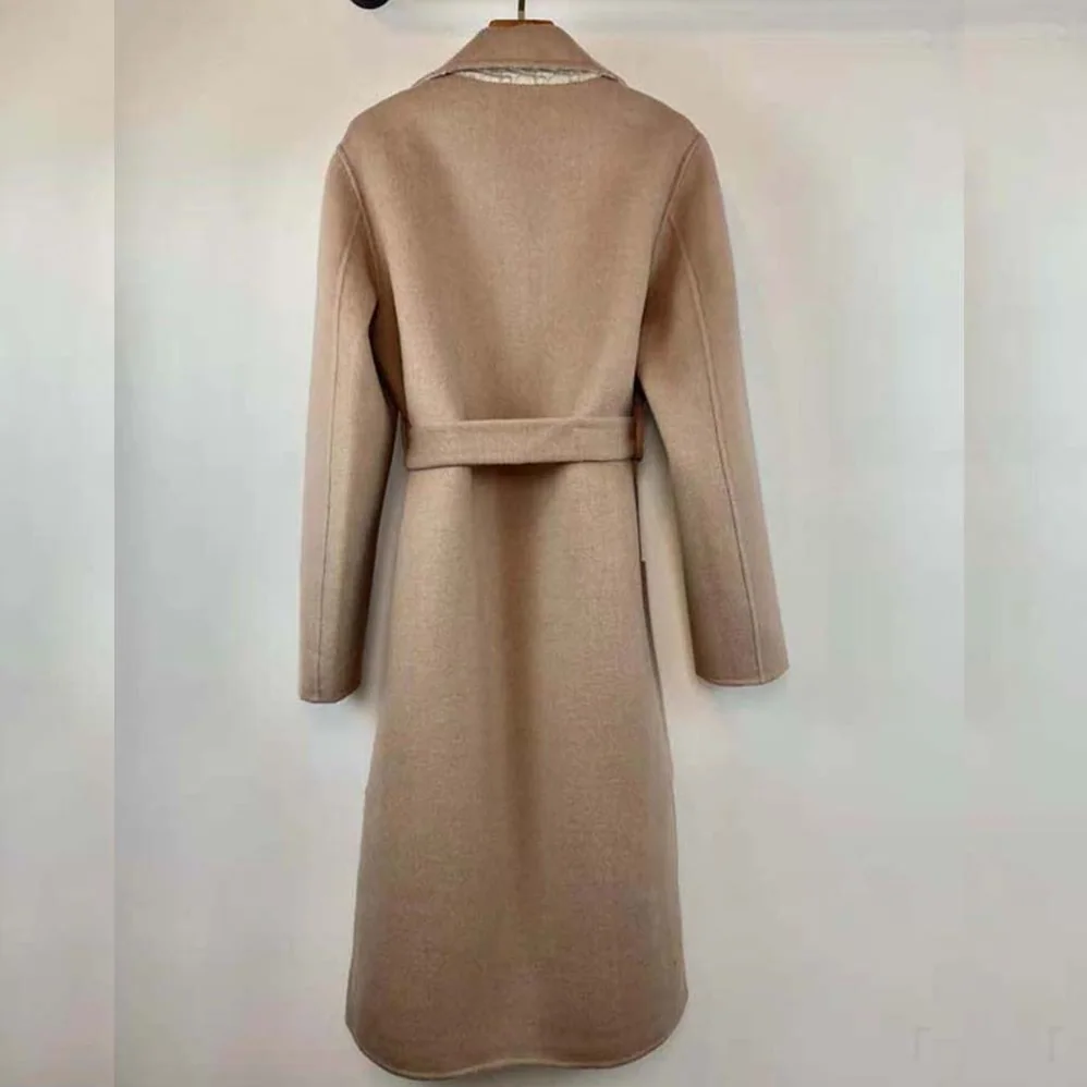 Dior Coat with Belt Brown Double-Sided Wool with Dior Oblique Interior for Women