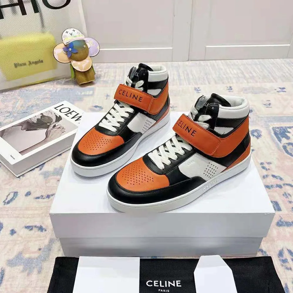 Celine CT-03 High Sneaker with Scratch in Calfskin for Men in Orange