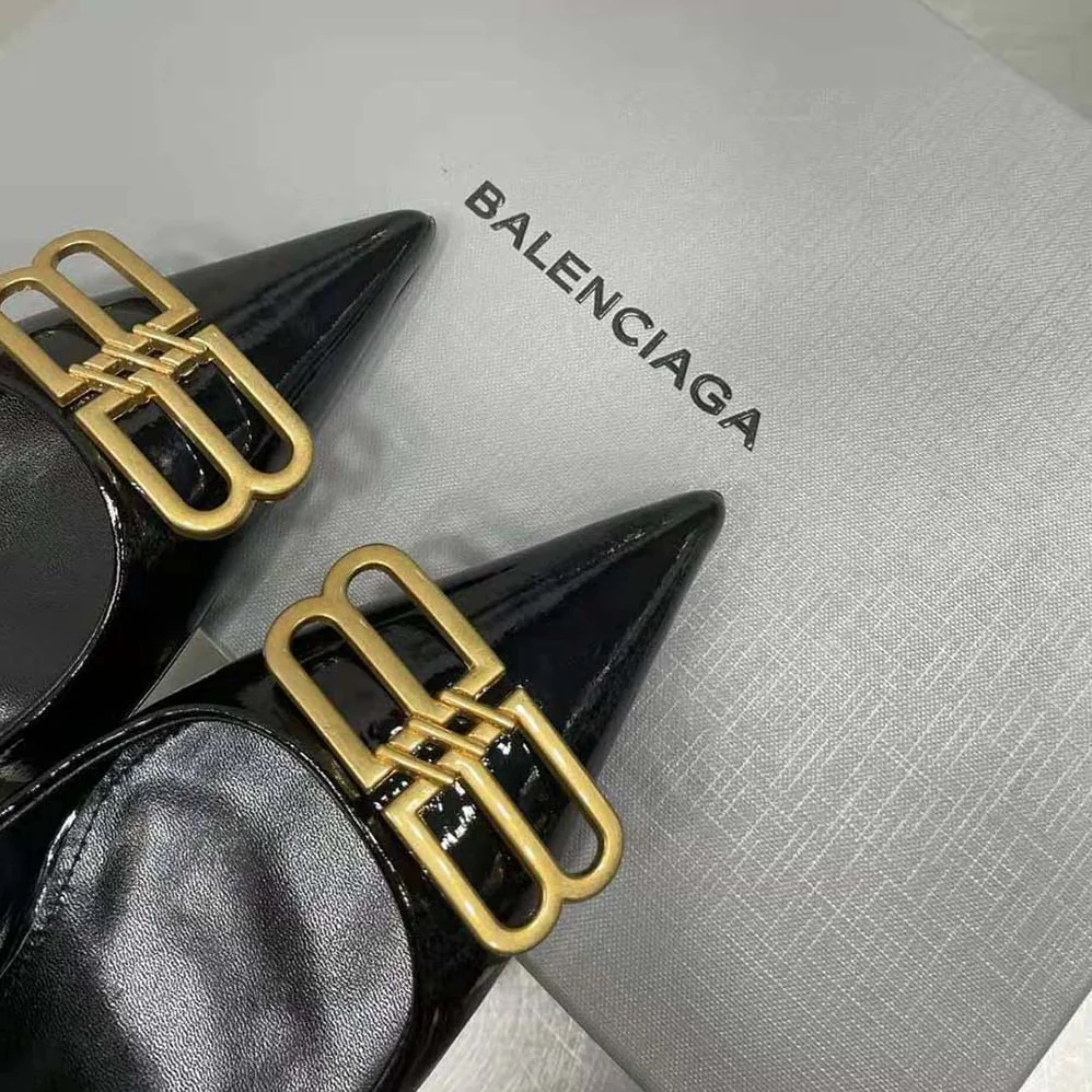 Balenciaga Square Knife BB 80mm Pump in Black Shiny Lambskin for Women
