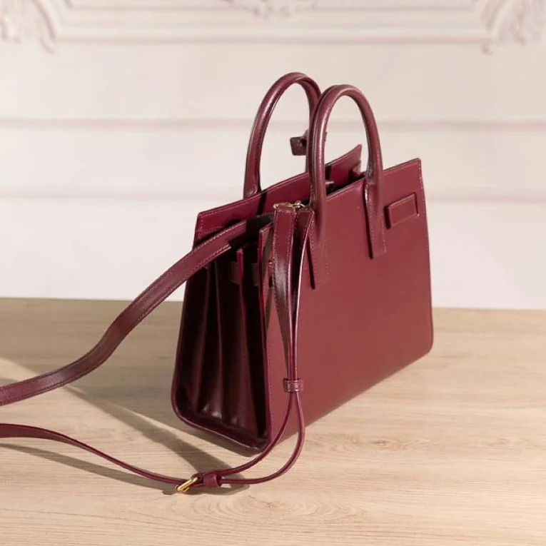 Saint Laurent YSL Sac De Jour in Smooth Leather for Women in Burgundy Saint Laurent YSL Sac De Jour in Smooth Leather for Women in Burgundy
