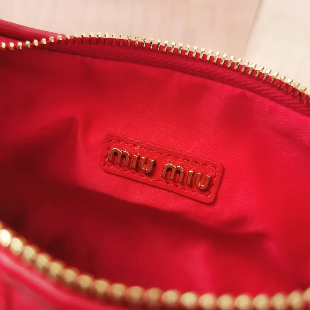 Miu Miu Wander Matelassé Nappa Leather Hobo Bag for Women in Red