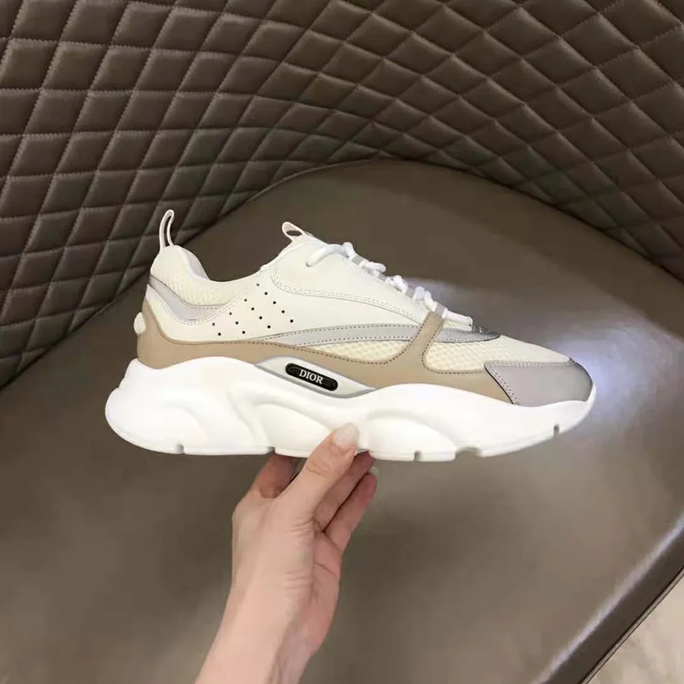 Dior B22 Sneaker Cream Technical Mesh with Beige and White Smooth Calfskin for Men Dior B22 Sneaker Cream Technical Mesh with Beige and White Smooth Calfskin for Men