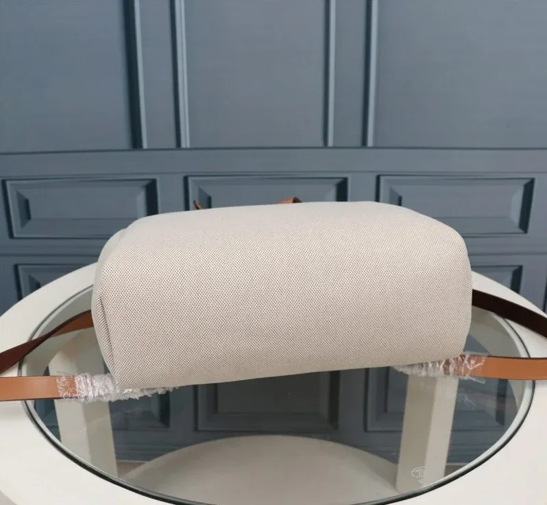 Hermes Buckle Lock Shape Striped Beige, Silver Toned Hardware Bag