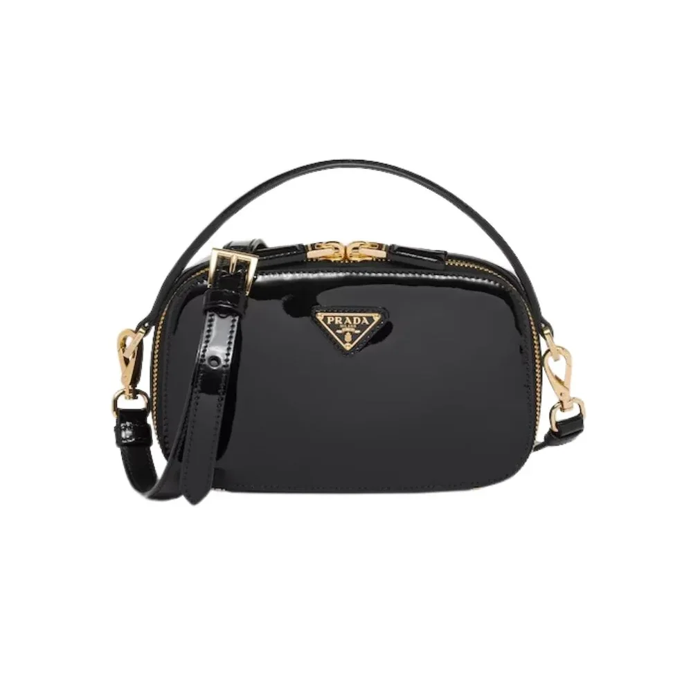 Prada Odette Patent Leather Mini-Bag Black 1BH206_069_F03KJ_V_OVM - 6.8 Inches / Prada Odette Patent Leather Mini-Bag Black 1BH206_069_F03KJ_V_OVM - 6.8 Inches /